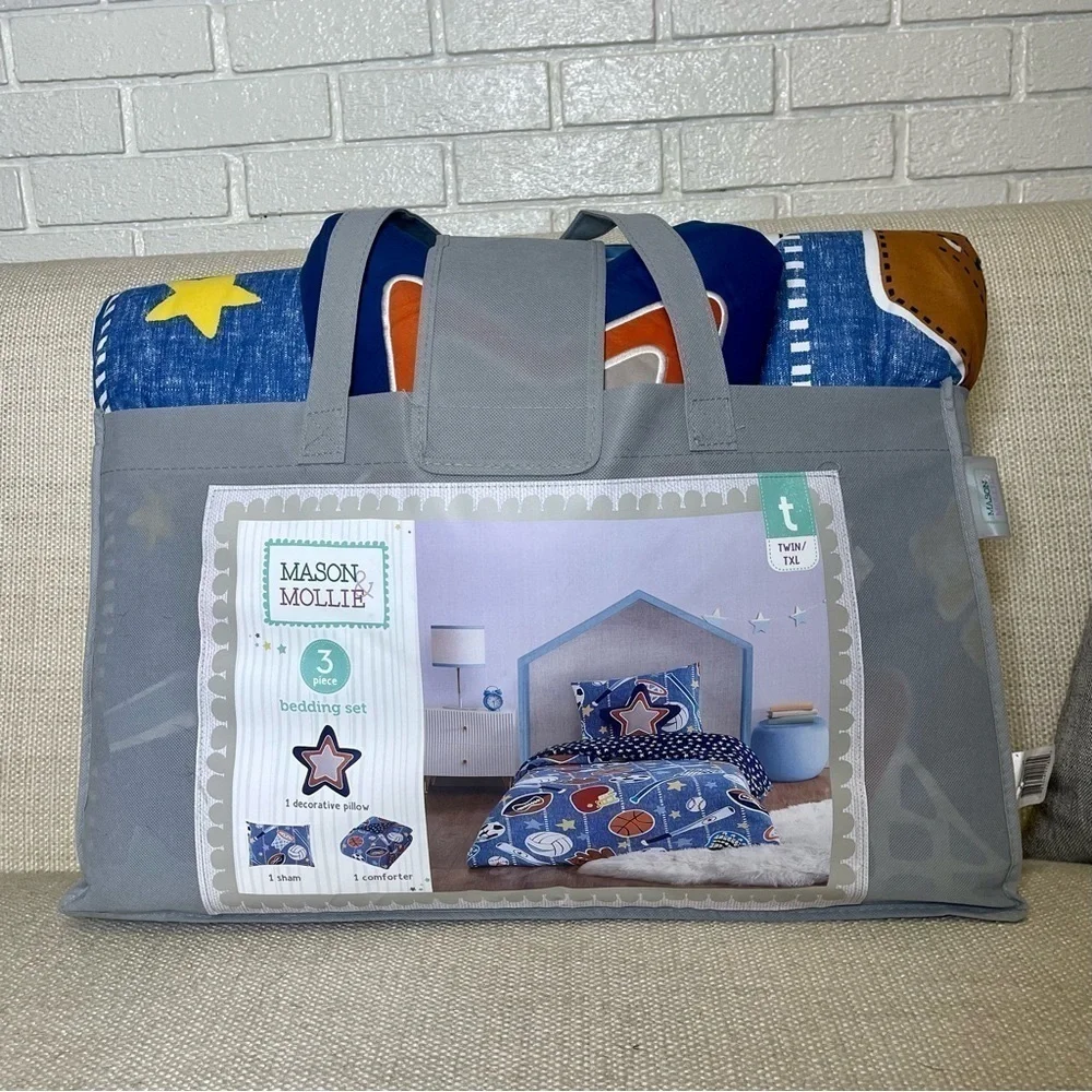 Mason & Mollie Sports 3 Piece Kids Boys Bedding Set Comforter Twin Twin XL NWT